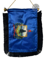 Vermont Flag Hanging Banner - 4x6 Fringy Window Hanging Flag - Mini Flag Banner & Car Rearview Mirror Decor - Fringed & Double Sided - Hanging Flag with Suction Cup