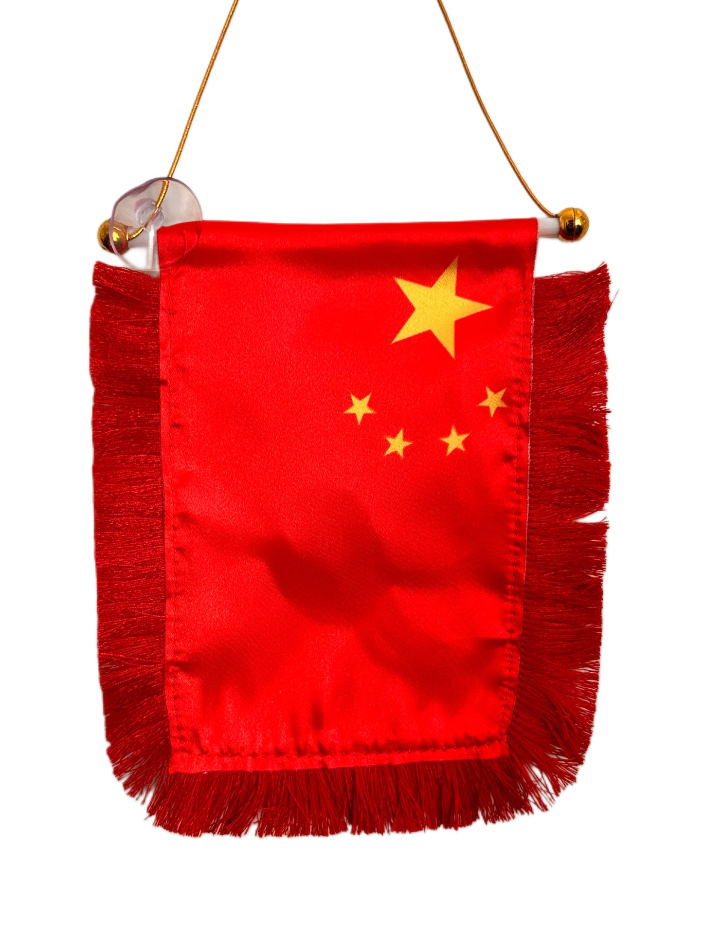 China Flag Banner - 4x6 Fringy Window Hanging Flag - Mini Flag Banner & Car Rearview Mirror Decor - Fringed & Double Sided - Hanging Flag with Suction Cup