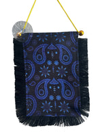 Blue Paisley Hanging Banner - 4x6 Fringy Window Hanging Flag - Mini Flag Banner & Car Rearview Mirror Decor - Fringed & Double Sided - Hanging Flag with Suction Cup