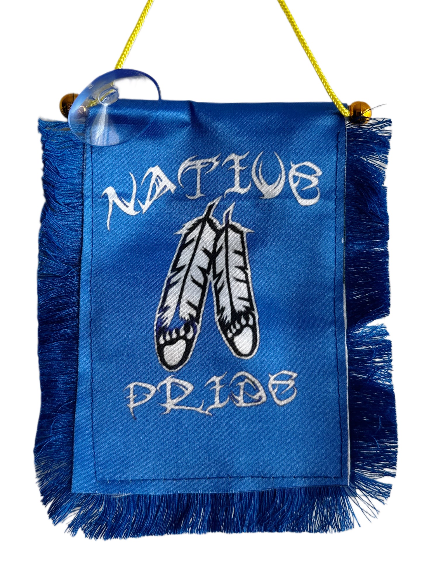 Native Pride Hanging Banner - 4x6 Fringy Window Hanging Flag - Mini Flag Banner & Car Rearview Mirror Decor - Fringed & Double Sided - Hanging Flag with Suction Cup