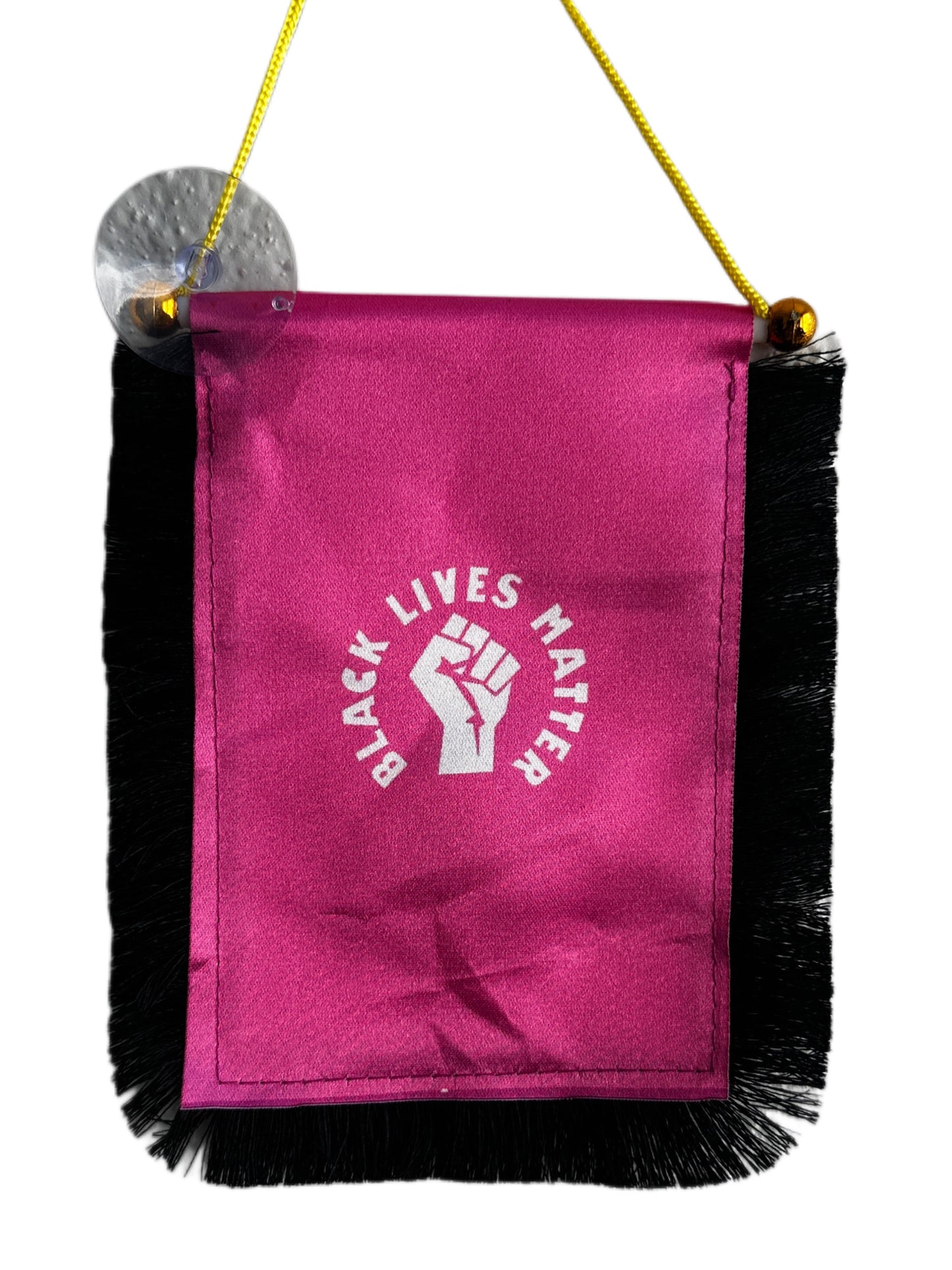 Black Lives Matter Hanging Banner - 4x6 Fringy Window Hanging Flag - Mini Flag Banner & Car Rearview Mirror Decor - Fringed & Double Sided - Hanging Flag with Suction Cup
