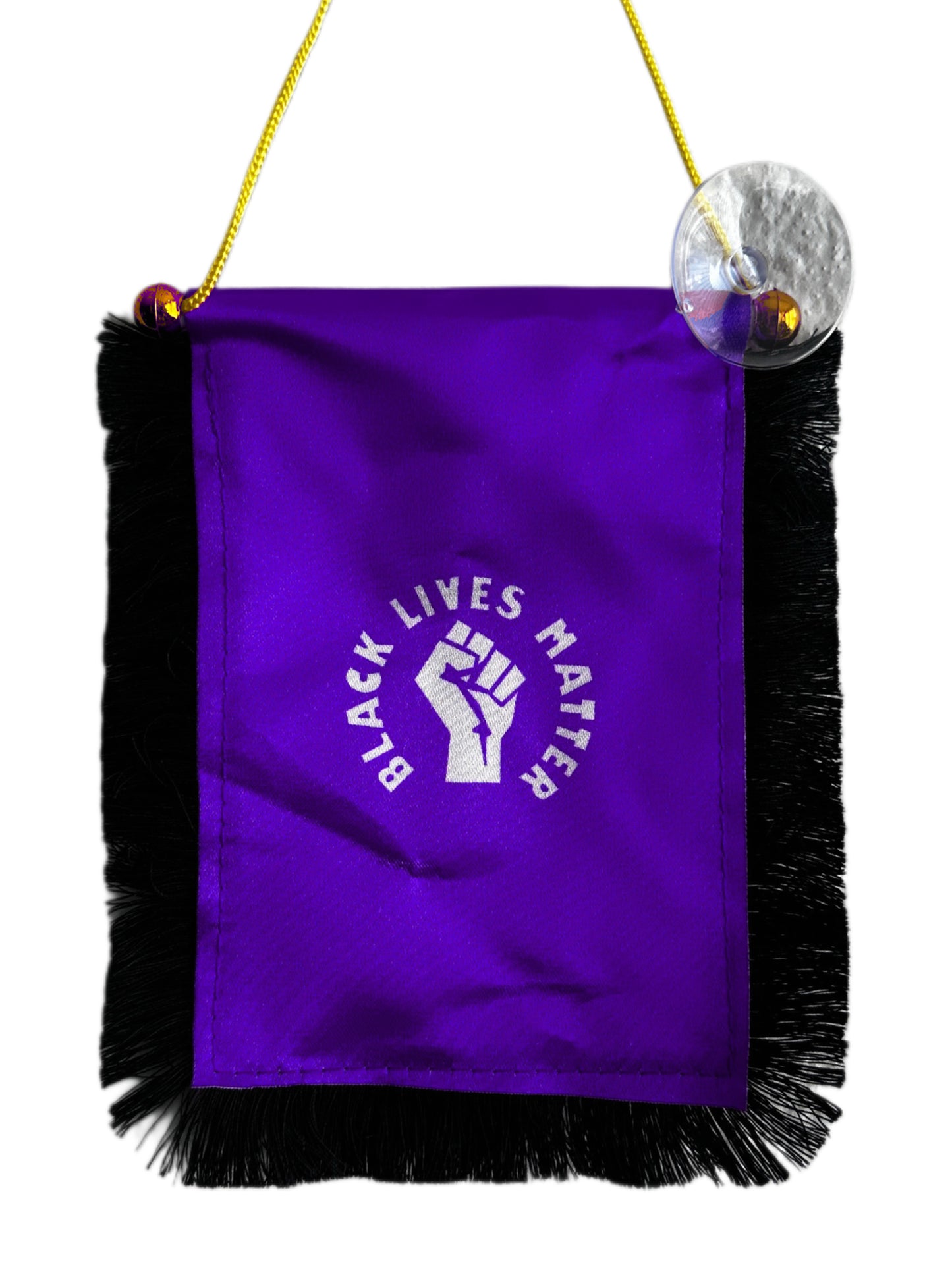 Black Lives Matter Hanging Banner - 4x6 Fringy Window Hanging Flag - Mini Flag Banner & Car Rearview Mirror Decor - Fringed & Double Sided - Hanging Flag with Suction Cup