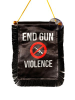 End Gun Violence Hanging Banner - 4x6 Fringy Window Hanging Flag - Mini Flag Banner & Car Rearview Mirror Decor - Fringed & Double Sided - Hanging Flag with Suction Cup