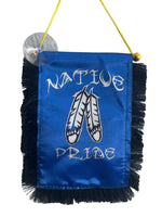 Native Pride Hanging Banner - 4x6 Fringy Window Hanging Flag - Mini Flag Banner & Car Rearview Mirror Decor - Fringed & Double Sided - Hanging Flag with Suction Cup