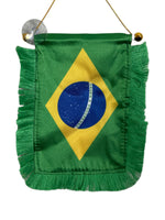 Brazil Flag Banner - 4x6 Fringy Window Hanging Flag - Mini Flag Banner & Car Rearview Mirror Decor - Fringed & Double Sided - Hanging Flag with Suction Cup
