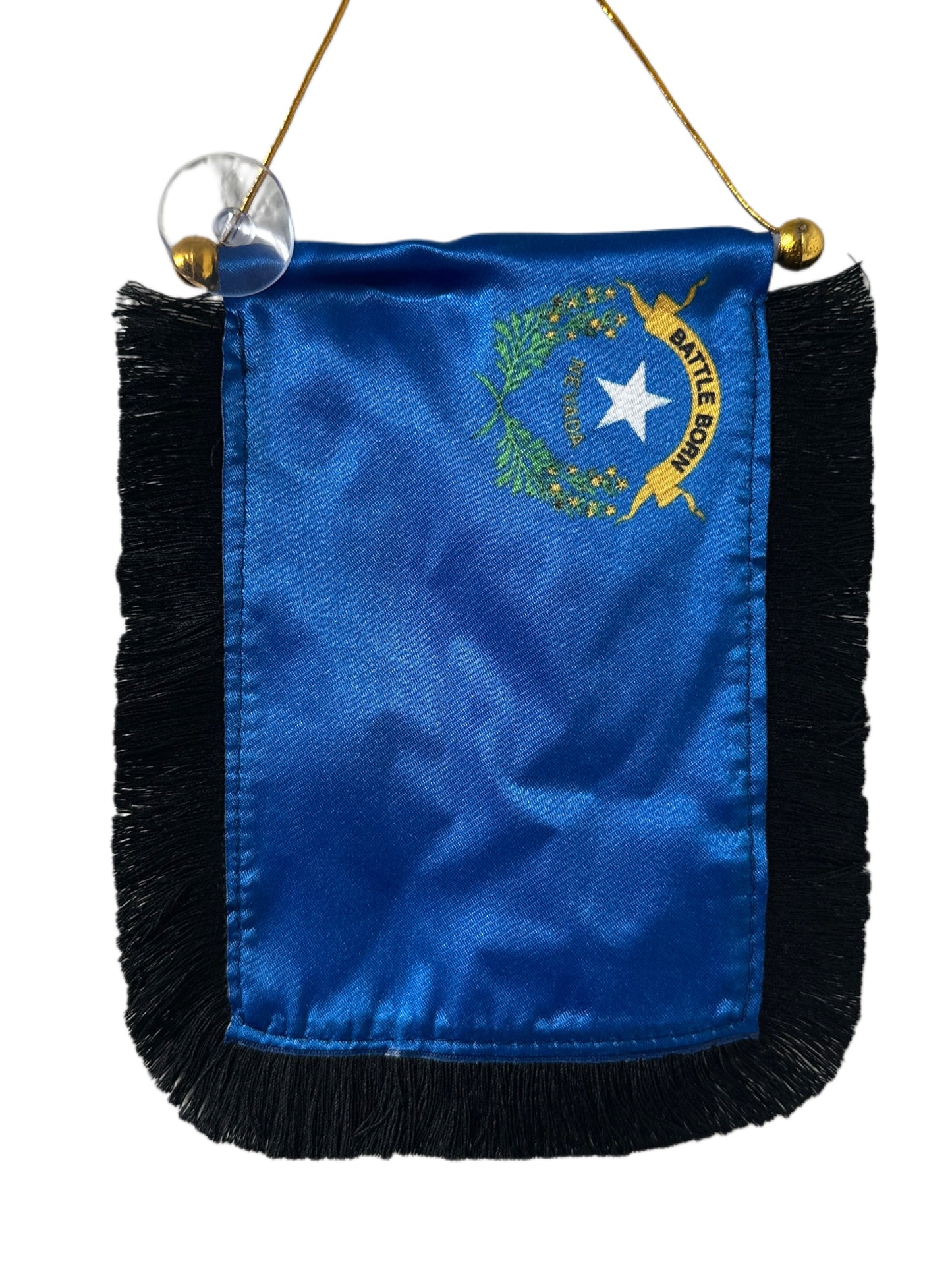 Nevada Flag Hanging Banner - 4x6 Fringy Window Hanging Flag - Mini Flag Banner & Car Rearview Mirror Decor - Fringed & Double Sided - Hanging Flag with Suction Cup