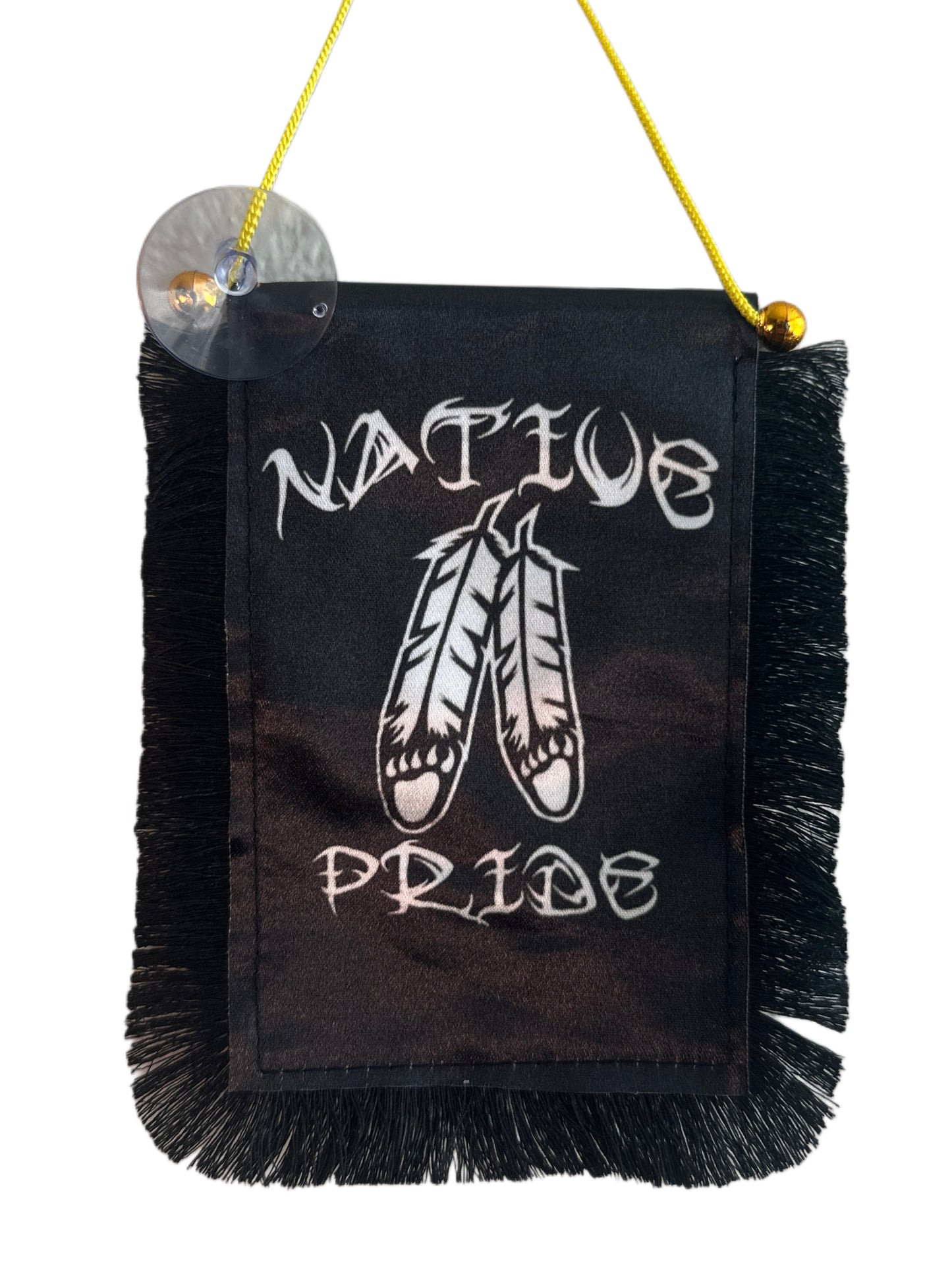 Native Pride Hanging Banner - 4x6 Fringy Window Hanging Flag - Mini Flag Banner & Car Rearview Mirror Decor - Fringed & Double Sided - Hanging Flag with Suction Cup