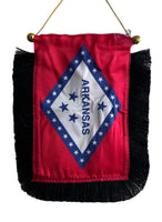 Arkansas Flag Hanging Banner - 4x6 Fringy Window Hanging Flag - Mini Flag Banner & Car Rearview Mirror Decor - Fringed & Double Sided - Hanging Flag with Suction Cup