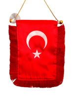 Turkey Flag Banner - 4x6 Fringy Window Hanging Flag - Mini Flag Banner & Car Rearview Mirror Decor - Fringed & Double Sided - Hanging Flag with Suction Cup