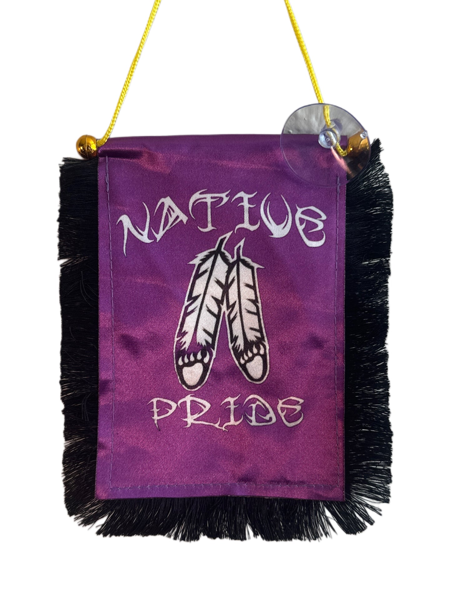 Native Pride Hanging Banner - 4x6 Fringy Window Hanging Flag - Mini Flag Banner & Car Rearview Mirror Decor - Fringed & Double Sided - Hanging Flag with Suction Cup