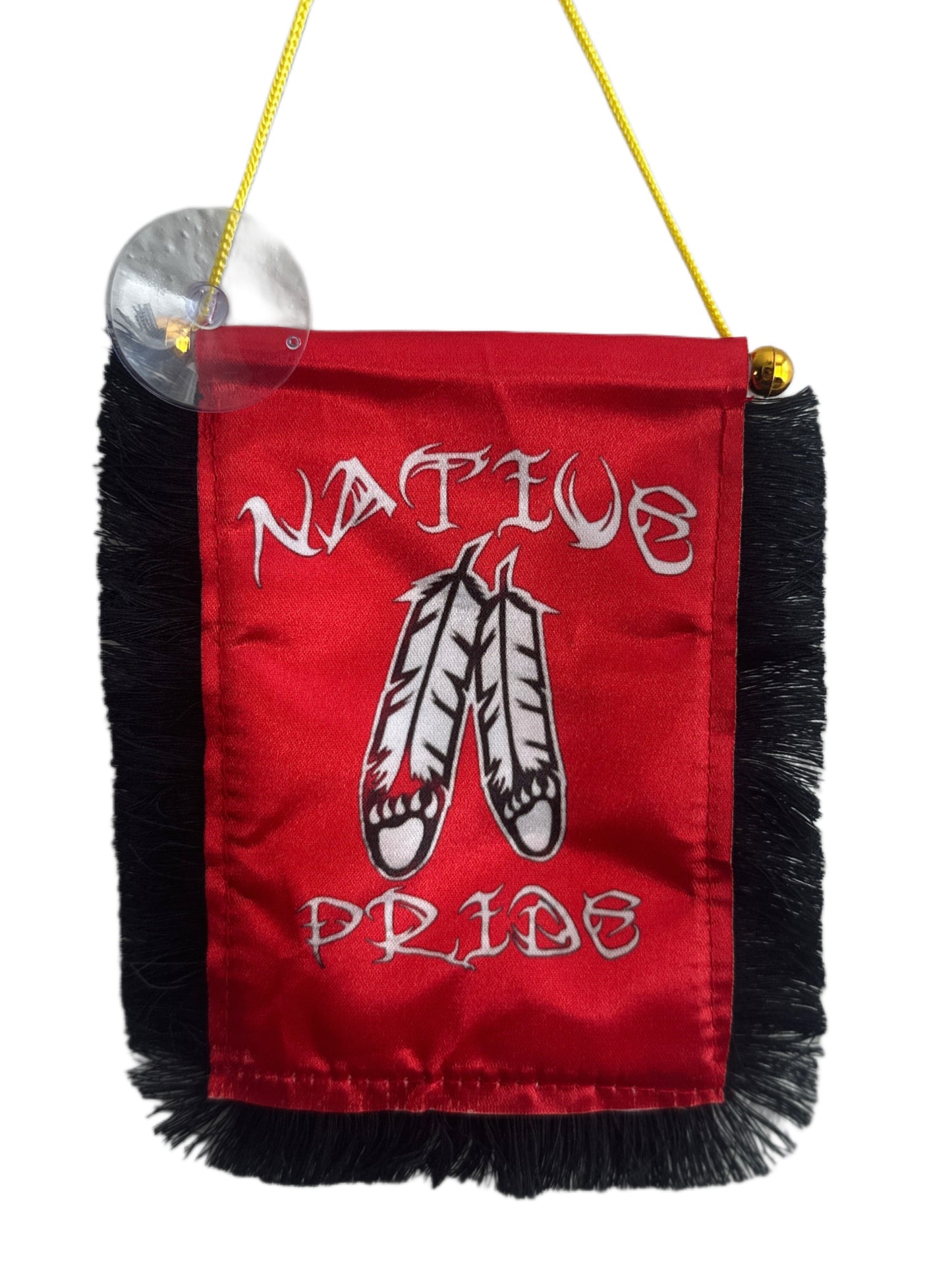 Native Pride Hanging Banner - 4x6 Fringy Window Hanging Flag - Mini Flag Banner & Car Rearview Mirror Decor - Fringed & Double Sided - Hanging Flag with Suction Cup