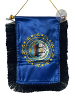New Hampshire Flag Hanging Banner - 4x6 Fringy Window Hanging Flag - Mini Flag Banner & Car Rearview Mirror Decor - Fringed & Double Sided - Hanging Flag with Suction Cup