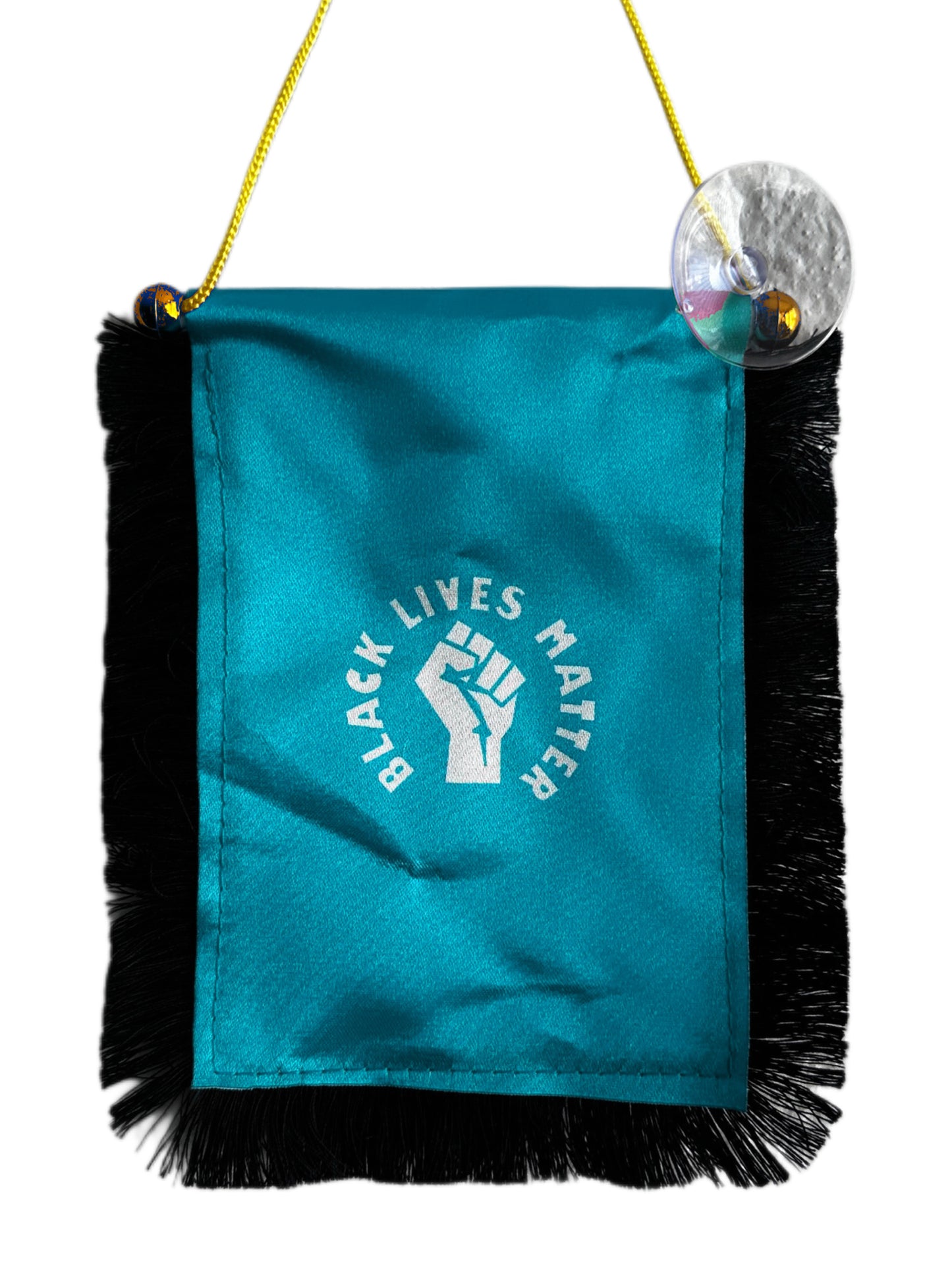 Black Lives Matter Hanging Banner - 4x6 Fringy Window Hanging Flag - Mini Flag Banner & Car Rearview Mirror Decor - Fringed & Double Sided - Hanging Flag with Suction Cup