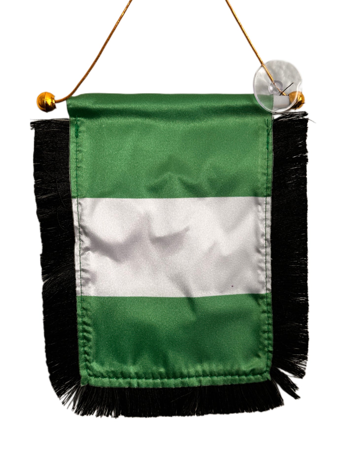 Nigeria Flag Banner - 4x6 Fringy Window Hanging Flag - Mini Flag Banner & Car Rearview Mirror Decor - Fringed & Double Sided - Hanging Flag with Suction Cup