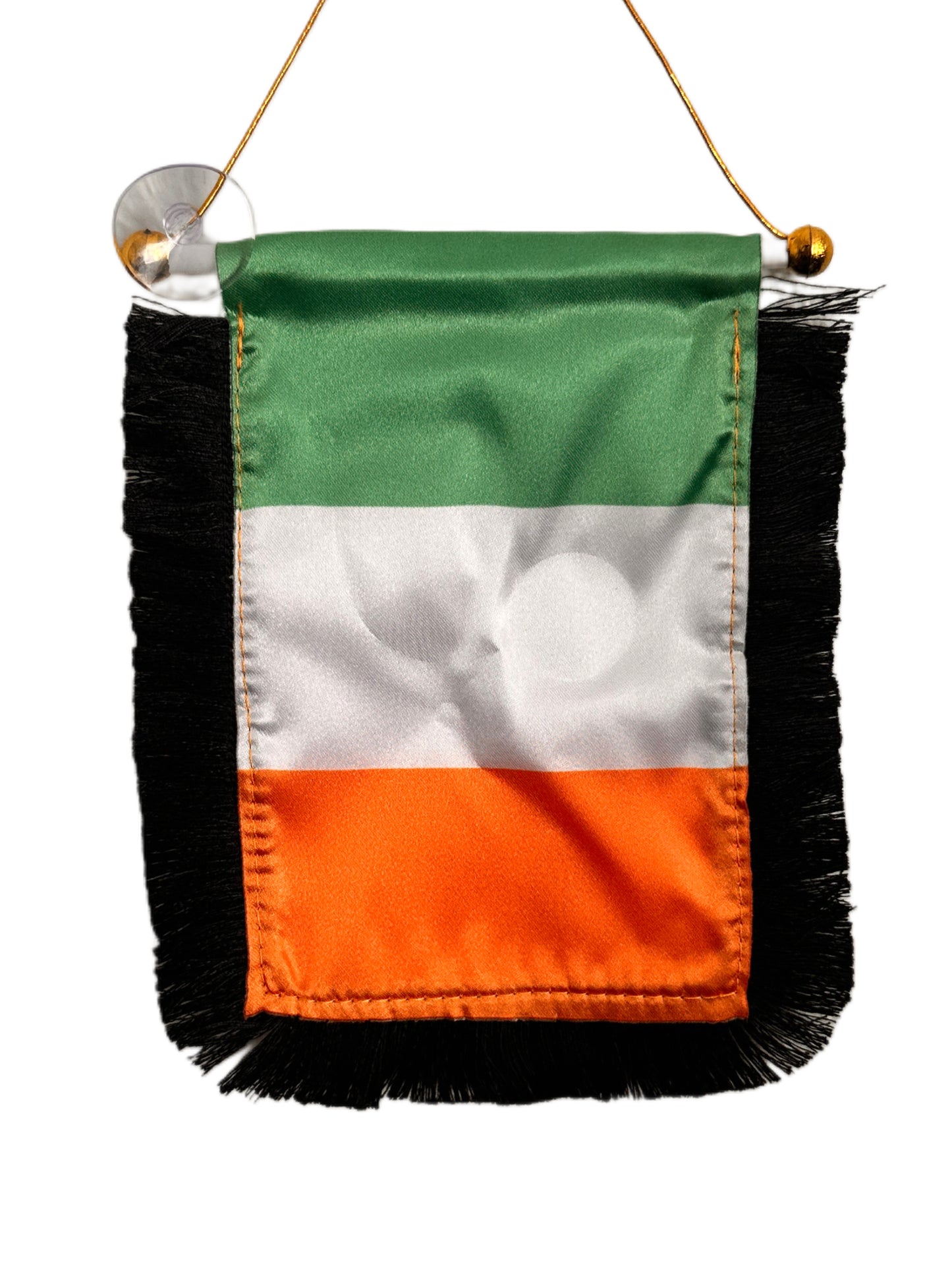 Ireland Flag Banner - 4x6 Fringy Window Hanging Flag - Mini Flag Banner & Car Rearview Mirror Decor - Fringed & Double Sided - Hanging Flag with Suction Cup