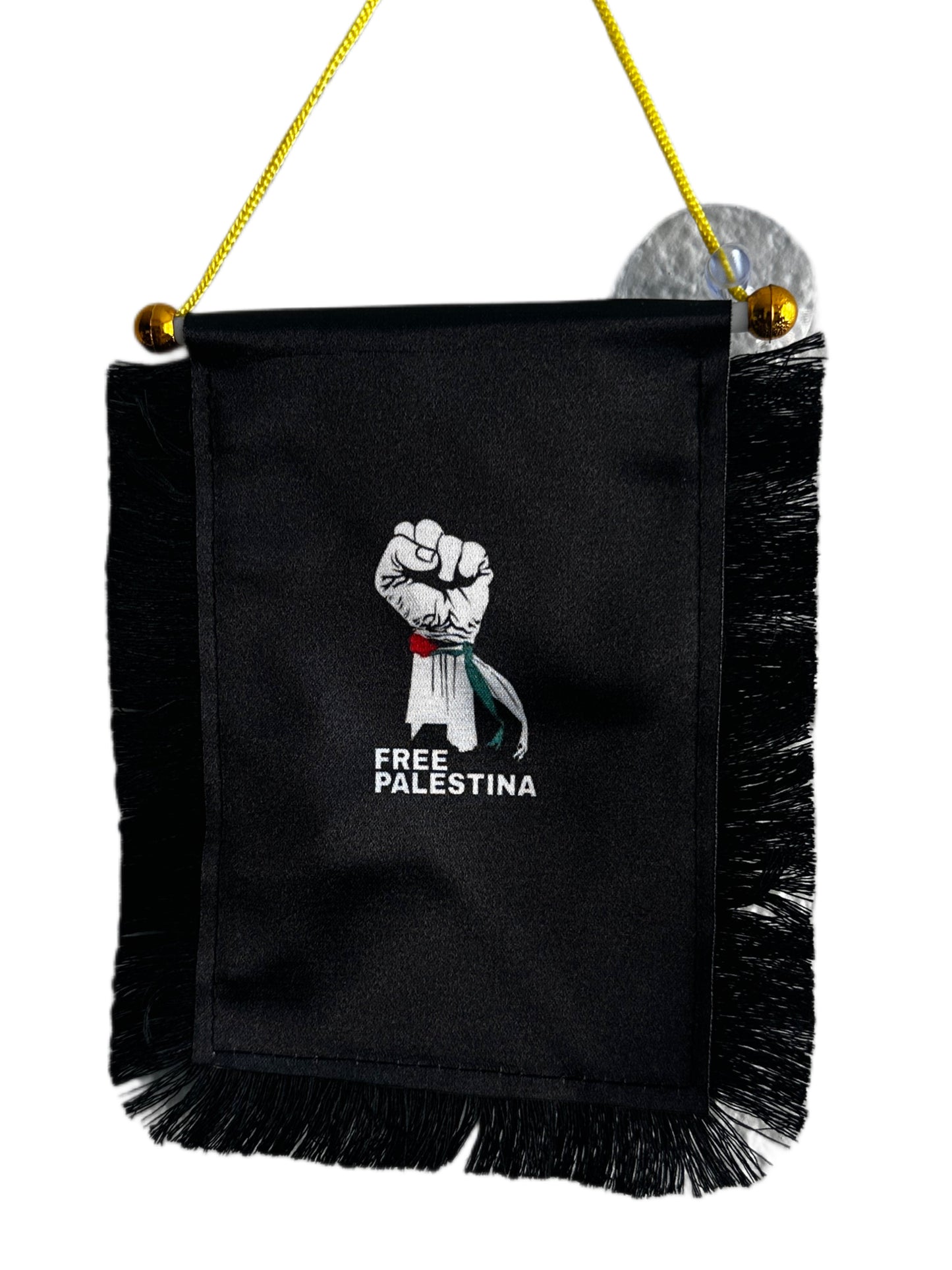 Palestine Awareness Hanging Banner - 4x6 Fringy Window Hanging Flag - Mini Flag Banner & Car Rearview Mirror Decor - Fringed & Double Sided - Hanging Flag with Suction Cup