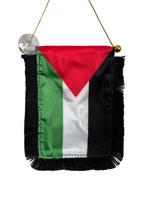 Palestine Flag Banner - 4x6 Fringy Window Hanging Flag - Mini Flag Banner & Car Rearview Mirror Decor - Fringed & Double Sided - Hanging Flag with Suction Cup