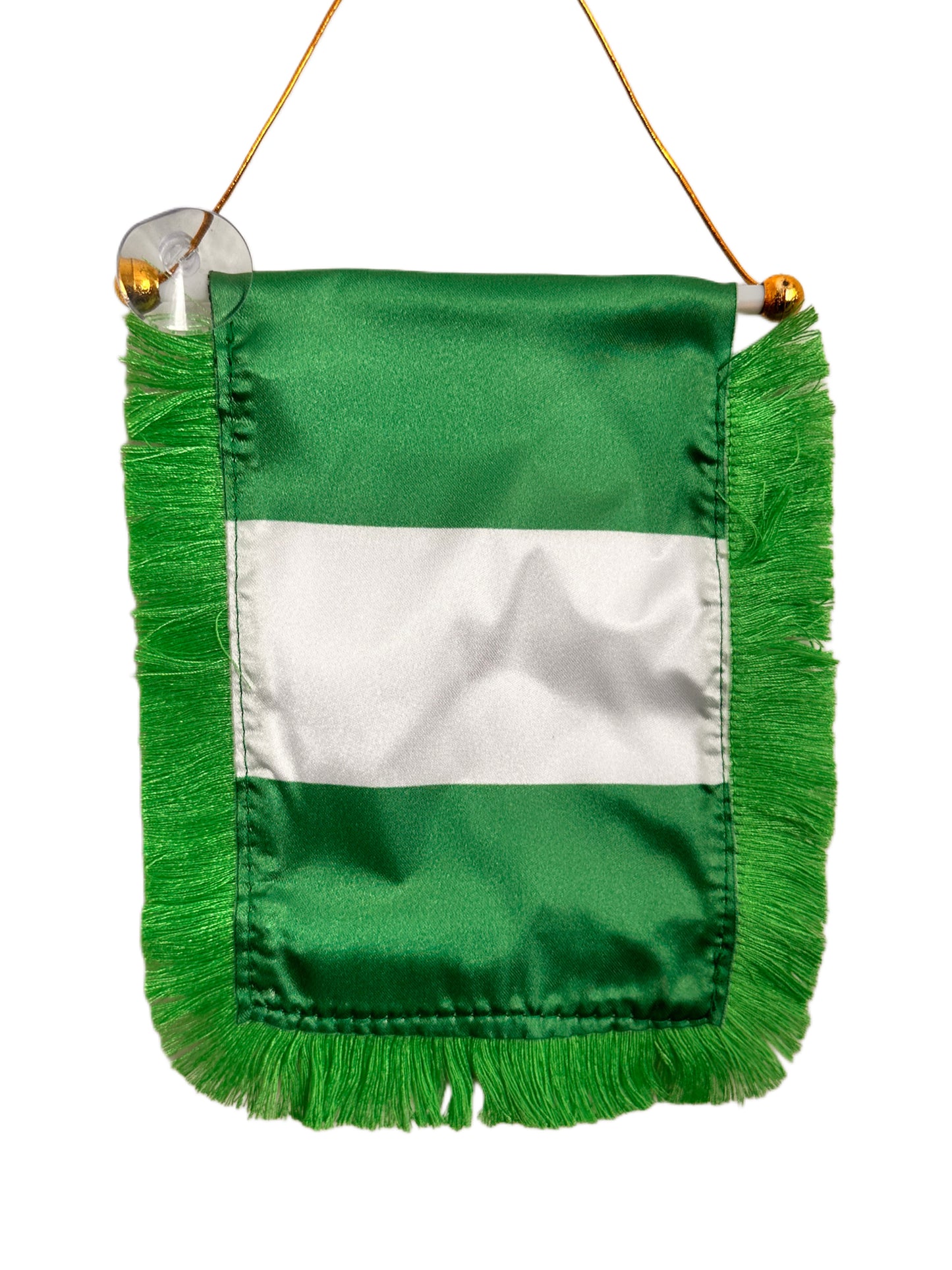Nigeria Flag Banner - 4x6 Fringy Window Hanging Flag - Mini Flag Banner & Car Rearview Mirror Decor - Fringed & Double Sided - Hanging Flag with Suction Cup