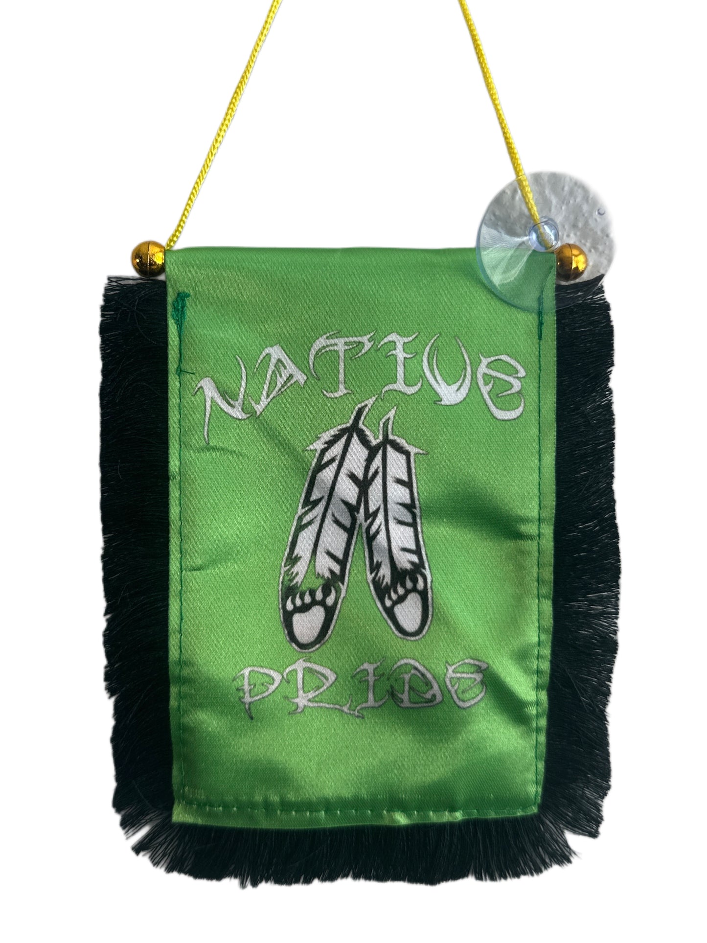 Native Pride Hanging Banner - 4x6 Fringy Window Hanging Flag - Mini Flag Banner & Car Rearview Mirror Decor - Fringed & Double Sided - Hanging Flag with Suction Cup