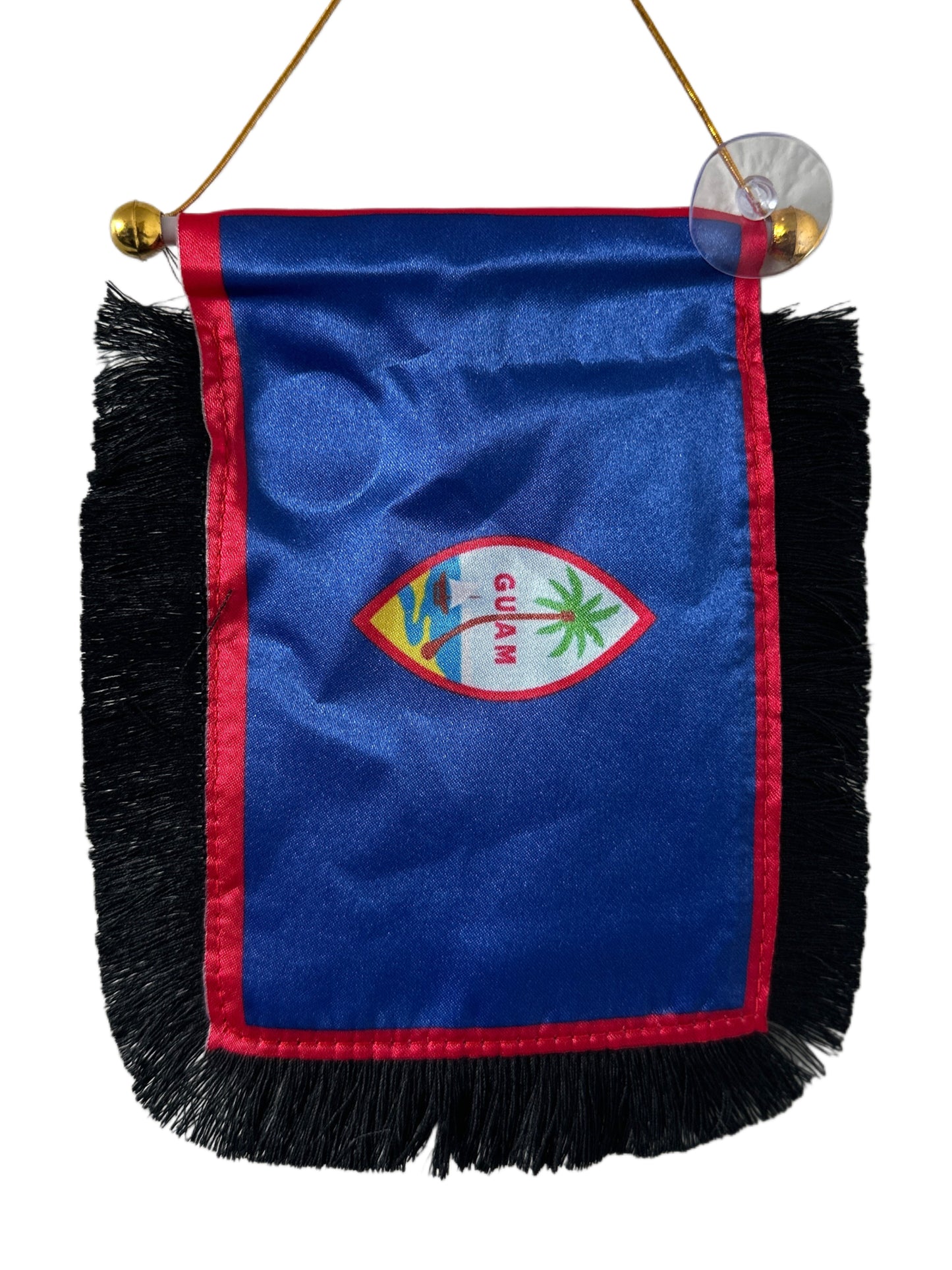 Guam Hanging Banner - 4x6 Fringy Window Hanging Flag - Mini Flag Banner & Car Rearview Mirror Decor - Fringed & Double Sided - Hanging Flag with Suction Cup