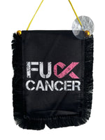 Cancer Awareness Hanging Banner - 4x6 Fringy Window Hanging Flag - Mini Flag Banner & Car Rearview Mirror Decor - Fringed & Double Sided - Hanging Flag with Suction Cup