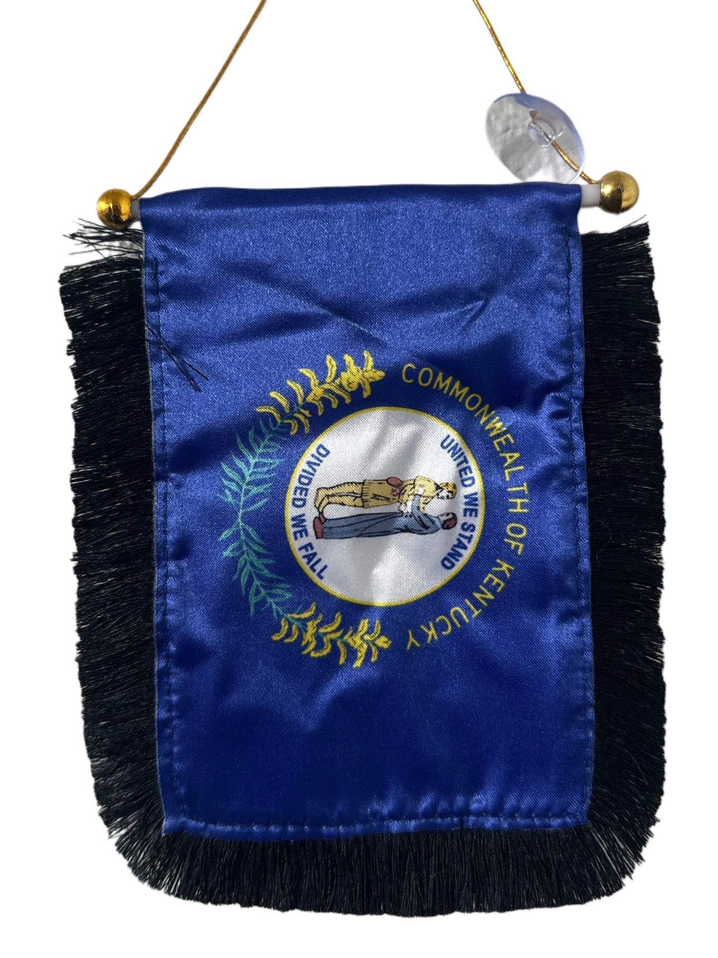 Kentucky Flag Hanging Banner - 4x6 Fringy Window Hanging Flag - Mini Flag Banner & Car Rearview Mirror Decor - Fringed & Double Sided - Hanging Flag with Suction Cup
