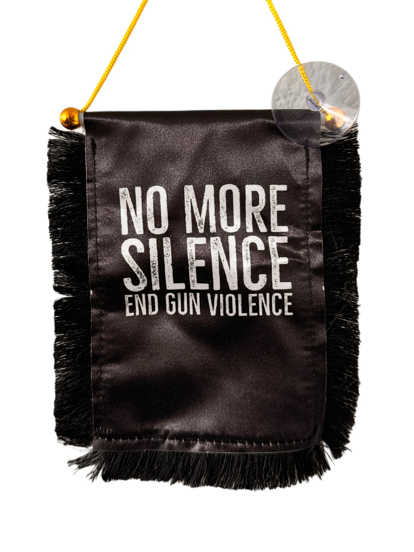 Stop Gun Violence Hanging Banner - 4x6 Fringy Window Hanging Flag - Mini Flag Banner & Car Rearview Mirror Decor - Fringed & Double Sided - Hanging Flag with Suction Cup