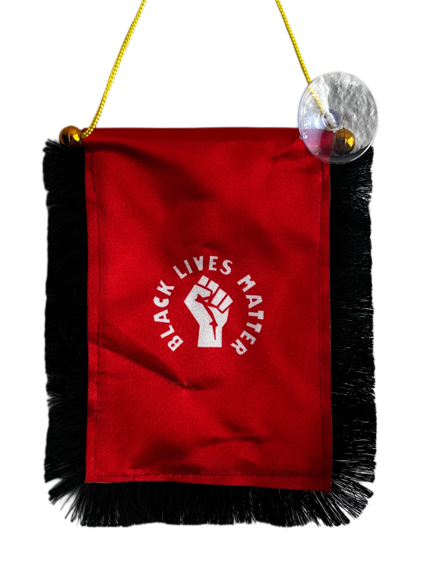 Black Lives Matter Hanging Banner - 4x6 Fringy Window Hanging Flag - Mini Flag Banner & Car Rearview Mirror Decor - Fringed & Double Sided - Hanging Flag with Suction Cup