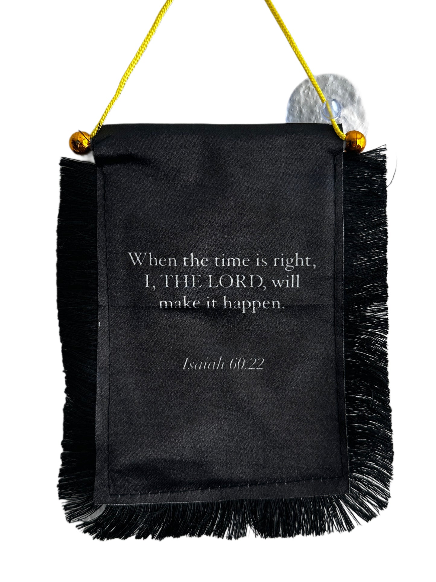 Scripture Hanging Banner - 4x6 Fringy Window Hanging Flag - Mini Flag Banner & Car Rearview Mirror Decor - Fringed & Double Sided - Hanging Flag with Suction Cup