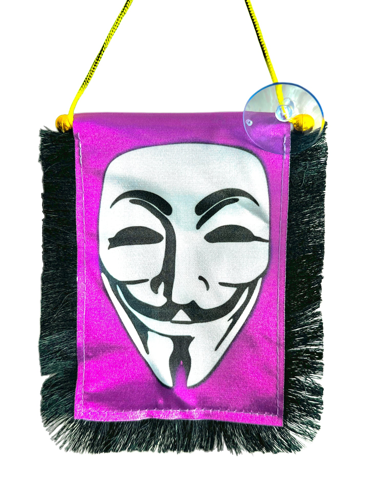 Mysterious Hanging Banner - 4x6 Fringy Window Hanging Flag - Mini Flag Banner & Car Rearview Mirror Decor - Fringed & Double Sided - Hanging Flag with Suction Cup