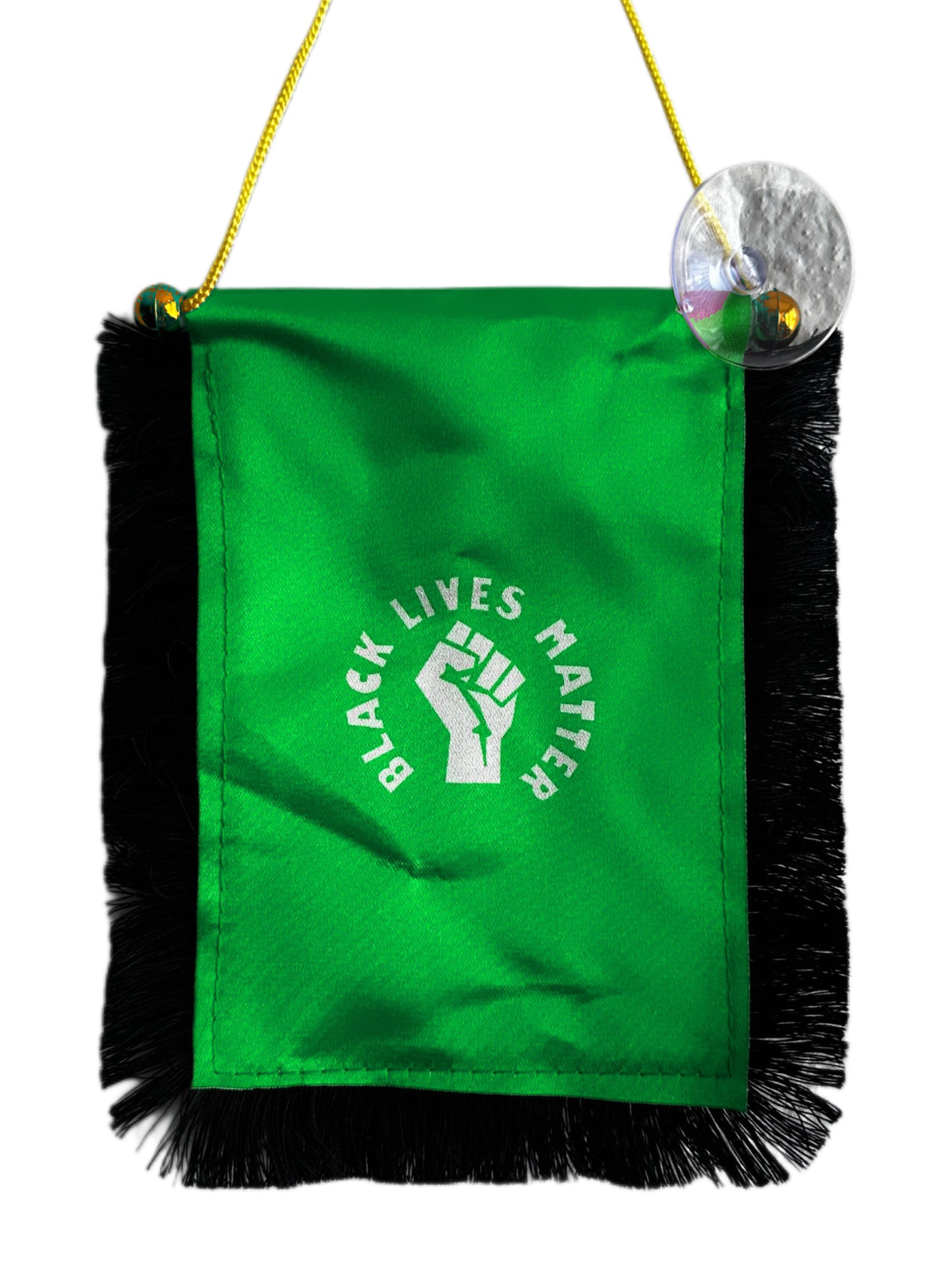 Black Lives Matter Hanging Banner - 4x6 Fringy Window Hanging Flag - Mini Flag Banner & Car Rearview Mirror Decor - Fringed & Double Sided - Hanging Flag with Suction Cup