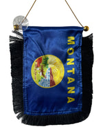 Montana Flag Hanging Banner - 4x6 Fringy Window Hanging Flag - Mini Flag Banner & Car Rearview Mirror Decor - Fringed & Double Sided - Hanging Flag with Suction Cup