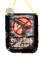 Stop Gun Violence Hanging Banner - 4x6 Fringy Window Hanging Flag - Mini Flag Banner & Car Rearview Mirror Decor - Fringed & Double Sided - Hanging Flag with Suction Cup