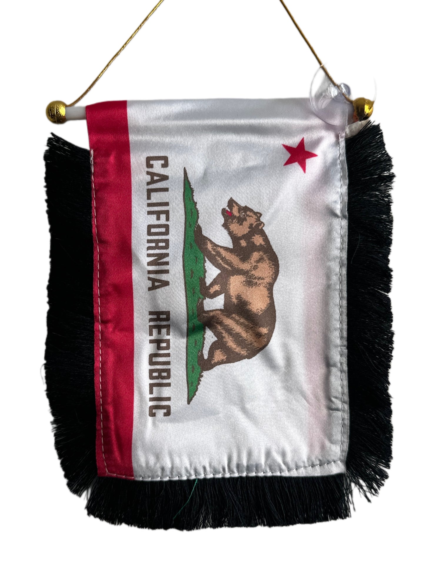 California Flag Hanging Banner - 4x6 Fringy Window Hanging Flag - Mini Flag Banner & Car Rearview Mirror Decor - Fringed & Double Sided - Hanging Flag with Suction Cup