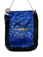 Indiana Flag Hanging Banner - 4x6 Fringy Window Hanging Flag - Mini Flag Banner & Car Rearview Mirror Decor - Fringed & Double Sided - Hanging Flag with Suction Cup
