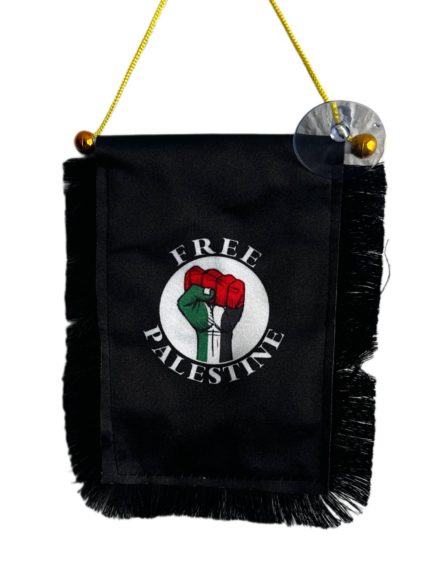 Palestine Awareness Hanging Banner - 4x6 Fringy Window Hanging Flag - Mini Flag Banner & Car Rearview Mirror Decor - Fringed & Double Sided - Hanging Flag with Suction Cup