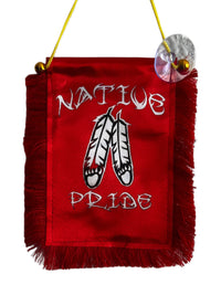 Native Pride Hanging Banner - 4x6 Fringy Window Hanging Flag - Mini Flag Banner & Car Rearview Mirror Decor - Fringed & Double Sided - Hanging Flag with Suction Cup