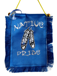 Native Pride Hanging Banner - 4x6 Fringy Window Hanging Flag - Mini Flag Banner & Car Rearview Mirror Decor - Fringed & Double Sided - Hanging Flag with Suction Cup