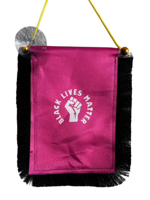 Black Lives Matter Hanging Banner - 4x6 Fringy Window Hanging Flag - Mini Flag Banner & Car Rearview Mirror Decor - Fringed & Double Sided - Hanging Flag with Suction Cup