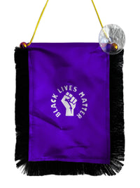 Black Lives Matter Hanging Banner - 4x6 Fringy Window Hanging Flag - Mini Flag Banner & Car Rearview Mirror Decor - Fringed & Double Sided - Hanging Flag with Suction Cup