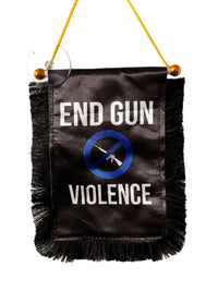 End Gun Violence Hanging Banner - 4x6 Fringy Window Hanging Flag - Mini Flag Banner & Car Rearview Mirror Decor - Fringed & Double Sided - Hanging Flag with Suction Cup