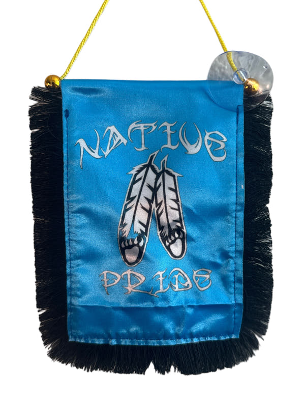 Native Pride Hanging Banner - 4x6 Fringy Window Hanging Flag - Mini Flag Banner & Car Rearview Mirror Decor - Fringed & Double Sided - Hanging Flag with Suction Cup
