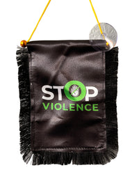 Stop Violence Hanging Banner - 4x6 Fringy Window Hanging Flag - Mini Flag Banner & Car Rearview Mirror Decor - Fringed & Double Sided - Hanging Flag with Suction Cup