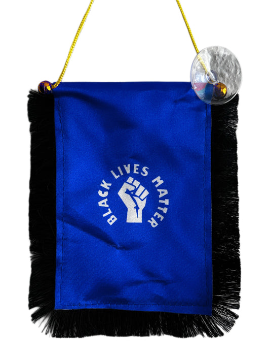 Black Lives Matter Hanging Banner - 4x6 Fringy Window Hanging Flag - Mini Flag Banner & Car Rearview Mirror Decor - Fringed & Double Sided - Hanging Flag with Suction Cup