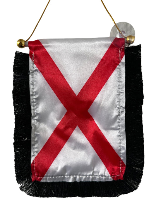 Alabama Flag Hanging Banner - 4x6 Fringy Window Hanging Flag - Mini Flag Banner & Car Rearview Mirror Decor - Fringed & Double Sided - Hanging Flag with Suction Cup