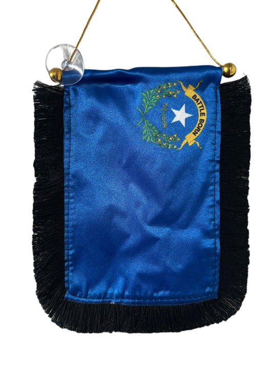 Nevada Flag Hanging Banner - 4x6 Fringy Window Hanging Flag - Mini Flag Banner & Car Rearview Mirror Decor - Fringed & Double Sided - Hanging Flag with Suction Cup