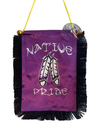 Native Pride Hanging Banner - 4x6 Fringy Window Hanging Flag - Mini Flag Banner & Car Rearview Mirror Decor - Fringed & Double Sided - Hanging Flag with Suction Cup