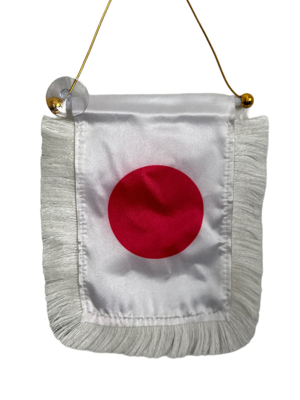 Japan Flag Banner - 4x6 Fringy Window Hanging Flag - Mini Flag Banner & Car Rearview Mirror Decor - Fringed & Double Sided - Hanging Flag with Suction Cup