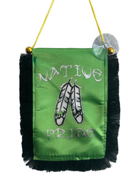Native Pride Hanging Banner - 4x6 Fringy Window Hanging Flag - Mini Flag Banner & Car Rearview Mirror Decor - Fringed & Double Sided - Hanging Flag with Suction Cup