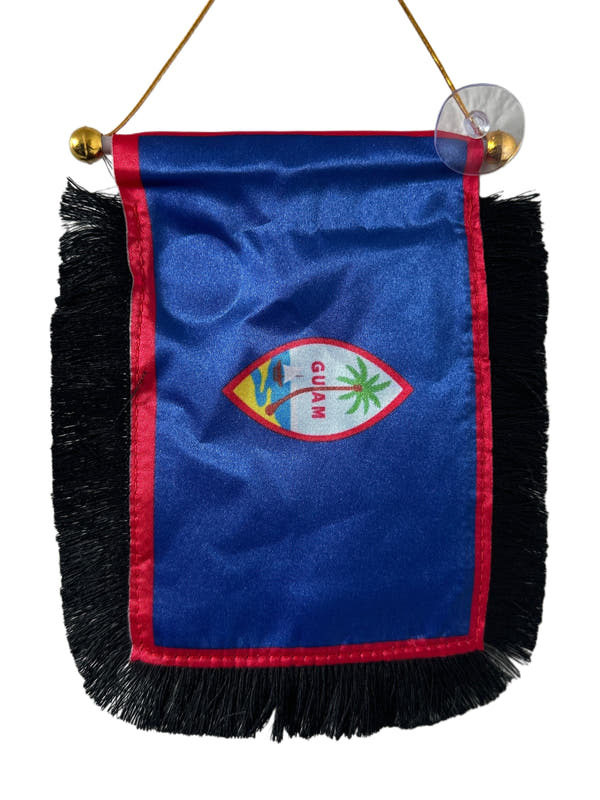 Guam Hanging Banner - 4x6 Fringy Window Hanging Flag - Mini Flag Banner & Car Rearview Mirror Decor - Fringed & Double Sided - Hanging Flag with Suction Cup